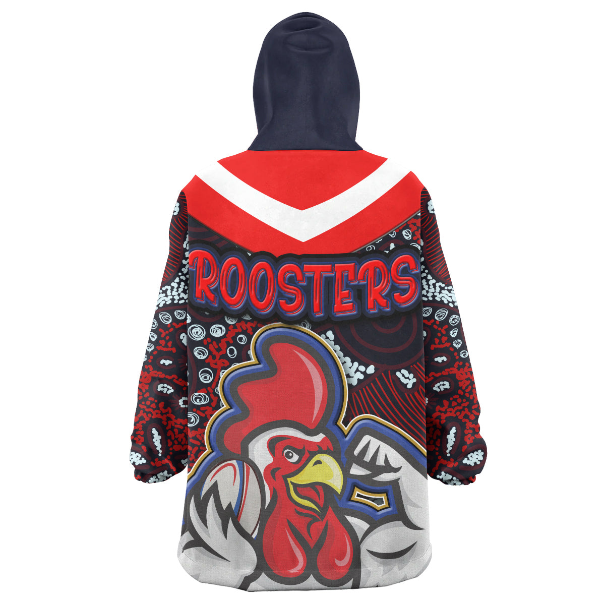 roosters-rugby-snug-hoodie-custom-roosters-rugby-ball-with-aboriginal-contemporary-dot-painting-pattern-oodie-blanket