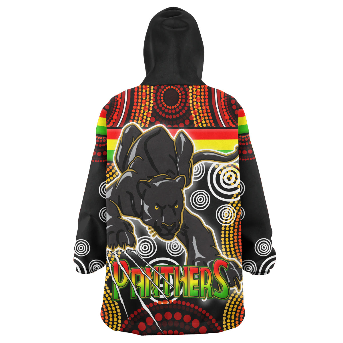 panthers-rugby-snug-hoodie-custom-black-panther-with-aboriginal-contemporary-dot-painting-pattern-oodie-blanket