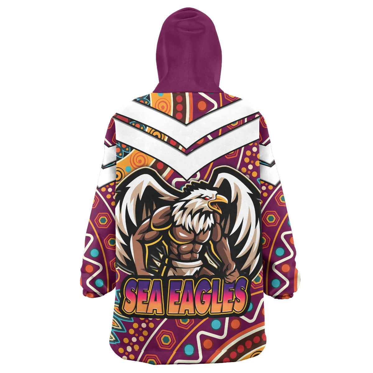 sea-eagles-rugby-snug-hoodie-custom-eagle-strong-with-aboriginal-patterns-oodie-blanket