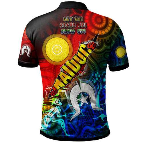 australia-naidoc-week-2023-polo-shirt-custom-naidoc-week-2023-aboriginal-inspired-dot-art-painting-with-hunting-get-up-stand-up-show-up-polo-shirt