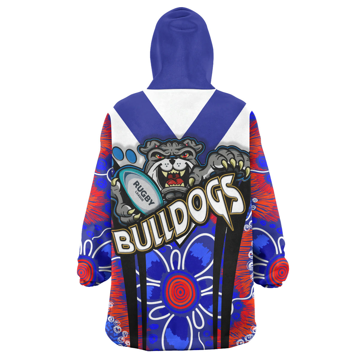 bulldogs-rugby-snug-hoodie-custom-bulldogs-rugby-ball-with-contemporary-style-of-aboriginal-painting-oodie-blanket