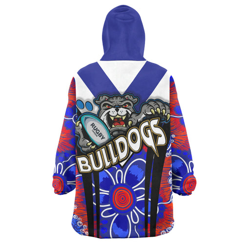 bulldogs-rugby-snug-hoodie-custom-bulldogs-rugby-ball-with-contemporary-style-of-aboriginal-painting-oodie-blanket