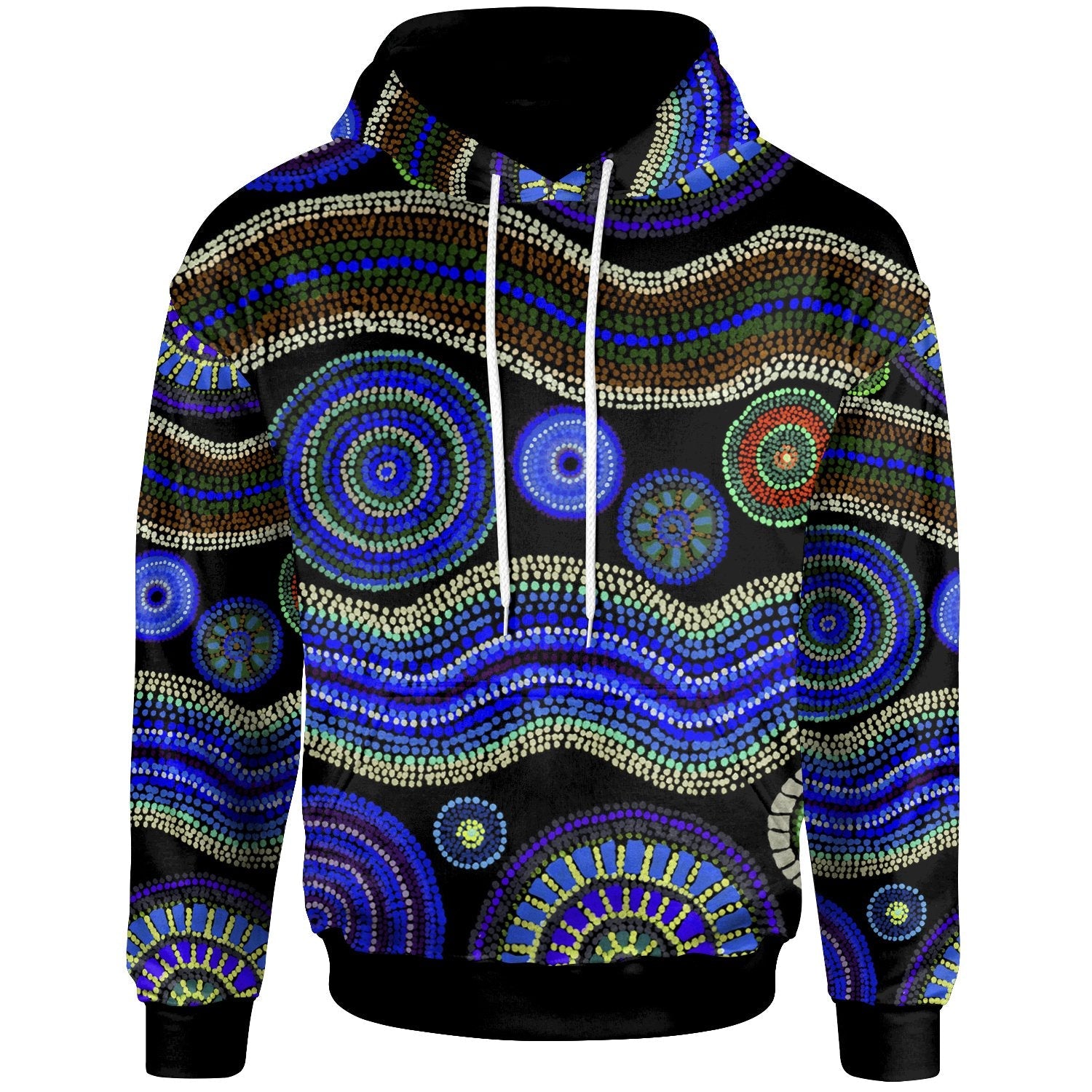 hoodie-aboriginal-dot-unique-style-blue