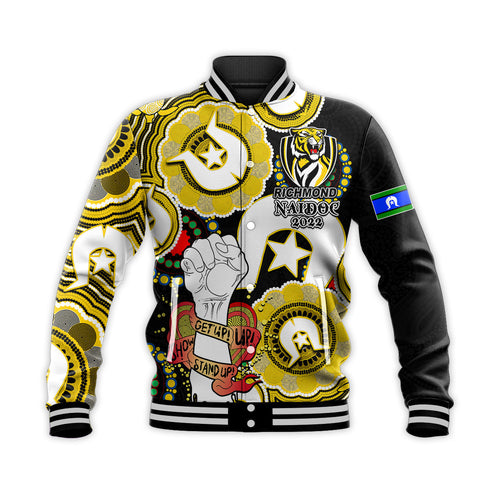custom-personalised-richmond-australian-football-baseball-jacket-naidoc-week-2022-lets-fight-together