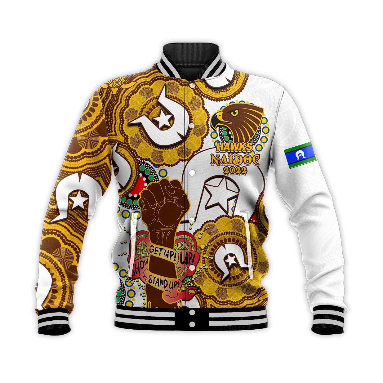 custom-personalised-hawks-australian-football-baseball-jacket-naidoc-week-2022-lets-fight-together
