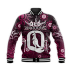 (Custom Personalised) QLD Maroons Baseball Jacket  Aboriginal  LT6