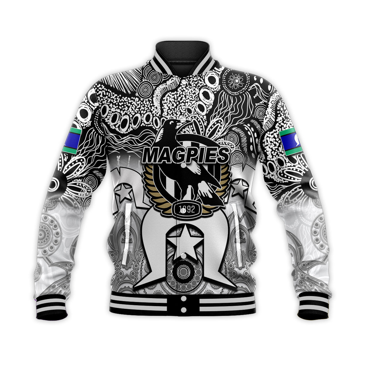 custom-personalised-magpies-australian-football-torres-strait-islanders-mix-aboriginal-baseball-jacket