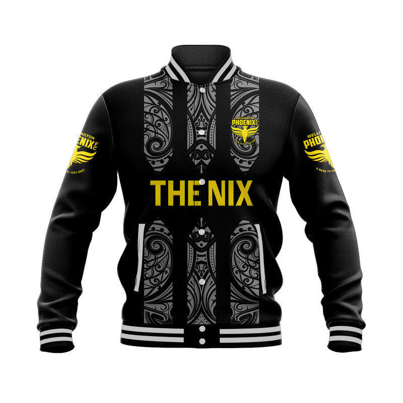 custom-personalised-wellington-phoenix-the-nix-maori-baseball-jacket-soccer-club-original-style-black