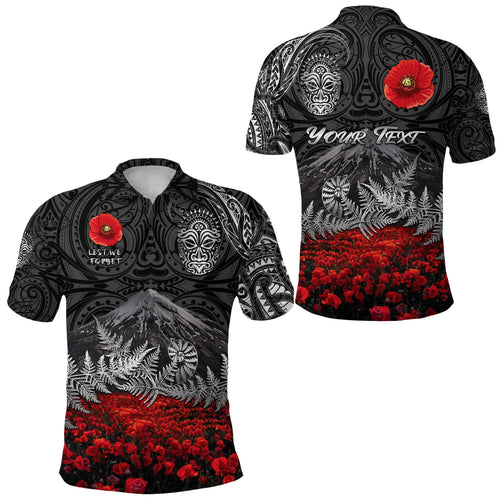 custom-personalised-warriors-rugby-polo-shirt-new-zealand-mount-taranaki-with-poppy-flowers-anzac-vibes-black-3