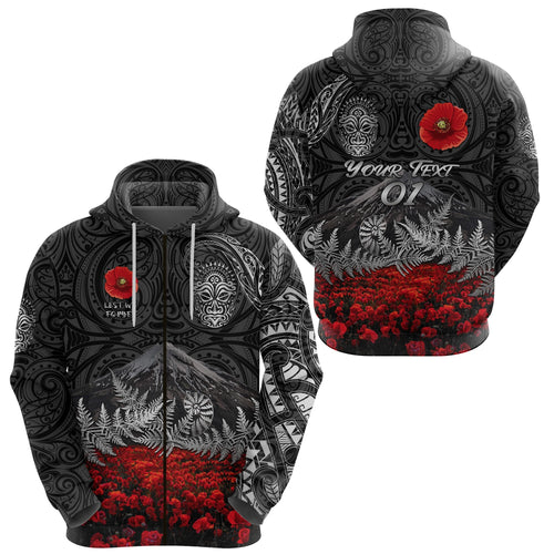 custom-personalised-warriors-rugby-zip-hoodie-new-zealand-mount-taranaki-with-poppy-flowers-anzac-vibes-black-custom-text-and-number-1