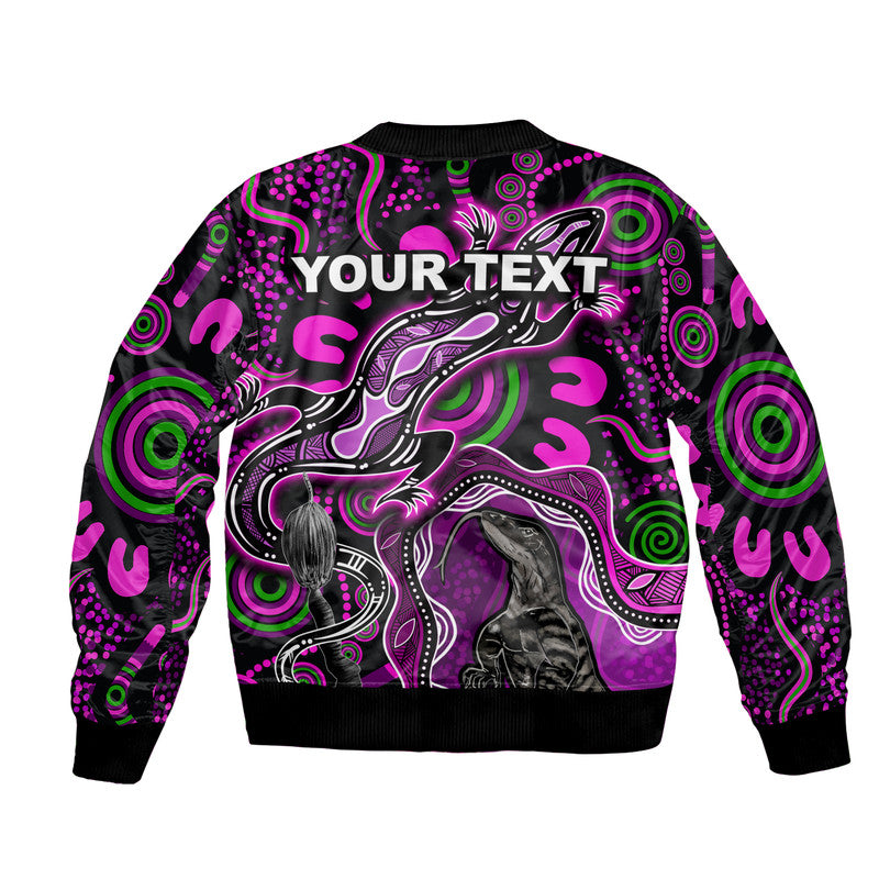 custom-personalised-aboriginal-lizard-bomber-jacket-pink-color