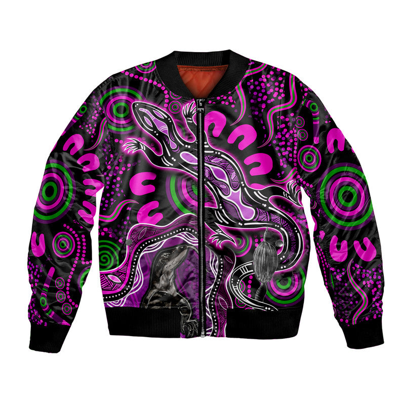custom-personalised-aboriginal-lizard-bomber-jacket-pink-color