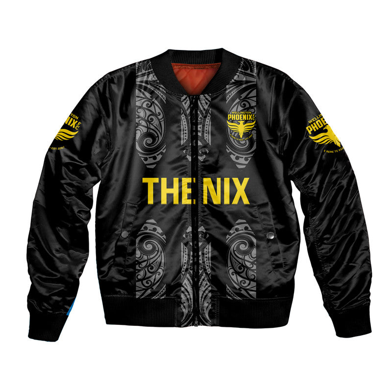 custom-personalised-wellington-phoenix-the-nix-maori-bomber-jacket-soccer-club-original-style-black