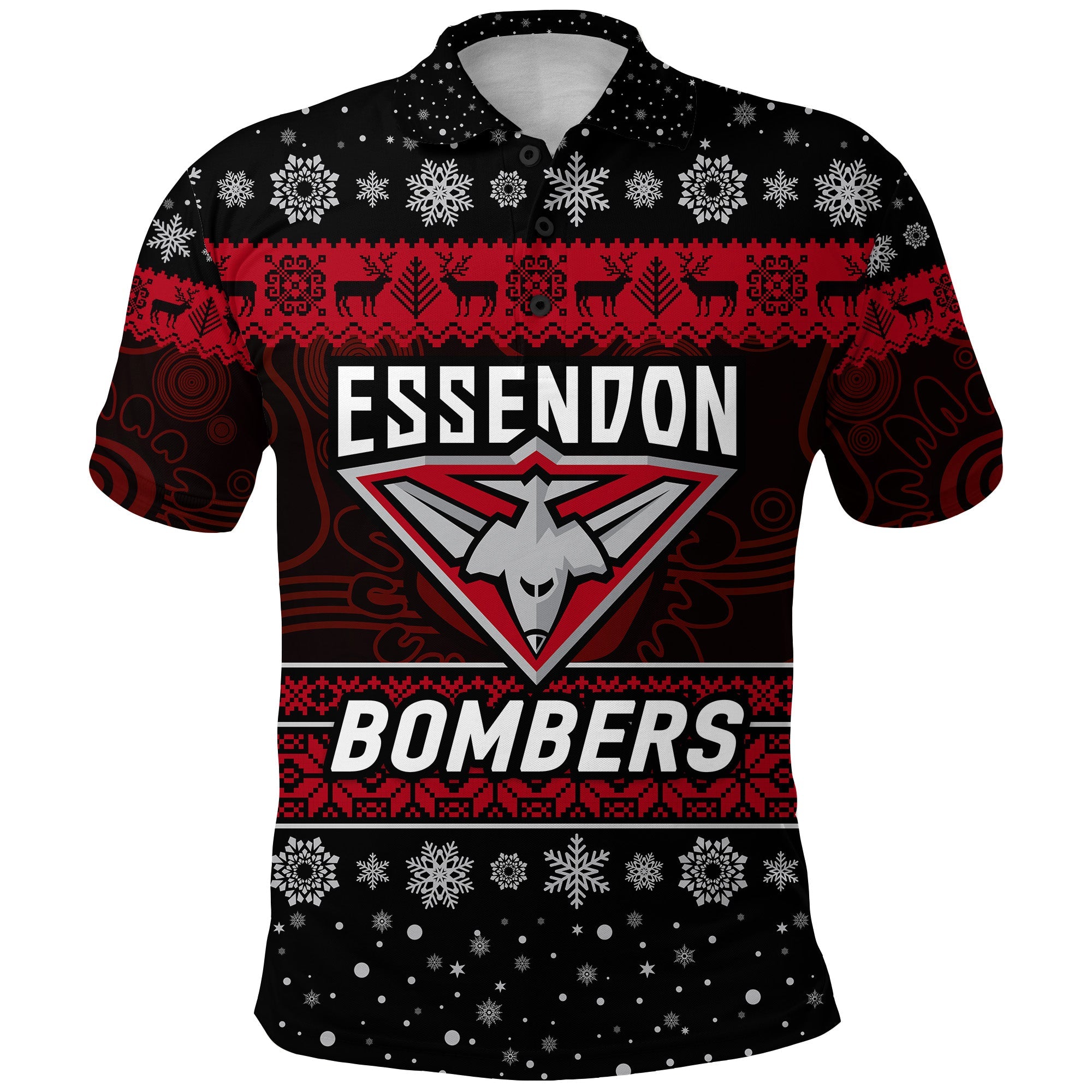 custom-personalised-essendon-bombers-polo-shirt-christmas-simple-style-black