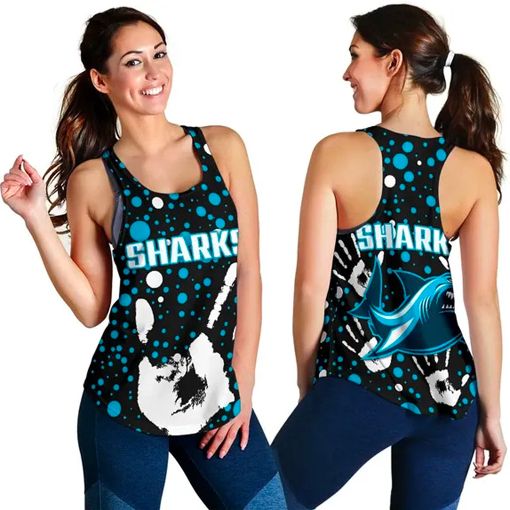 Sharks Indigenous Women's Racerback Tank Minimalism Version - Vibe Hoodie