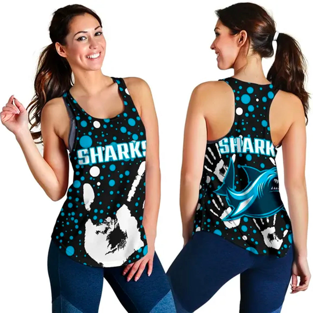 Sharks Indigenous Women's Racerback Tank Minimalism Version - Vibe Hoodie