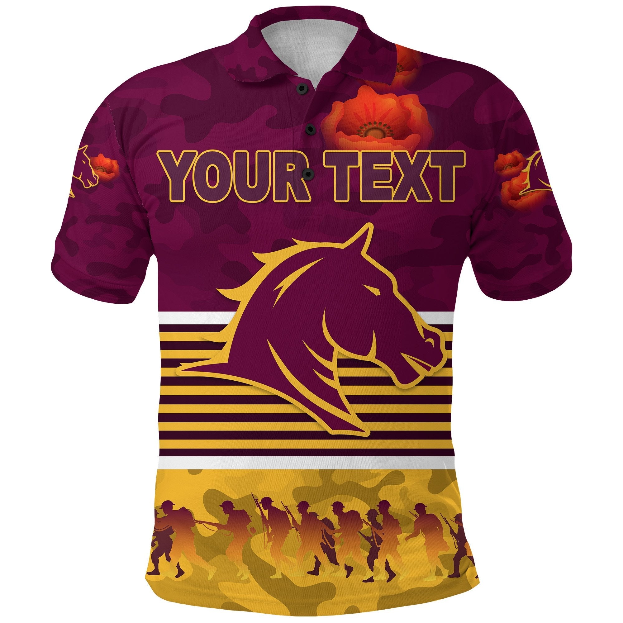 custom-personalised-brisbane-broncos-polo-shirt-anzac-day-simple-style-maroon