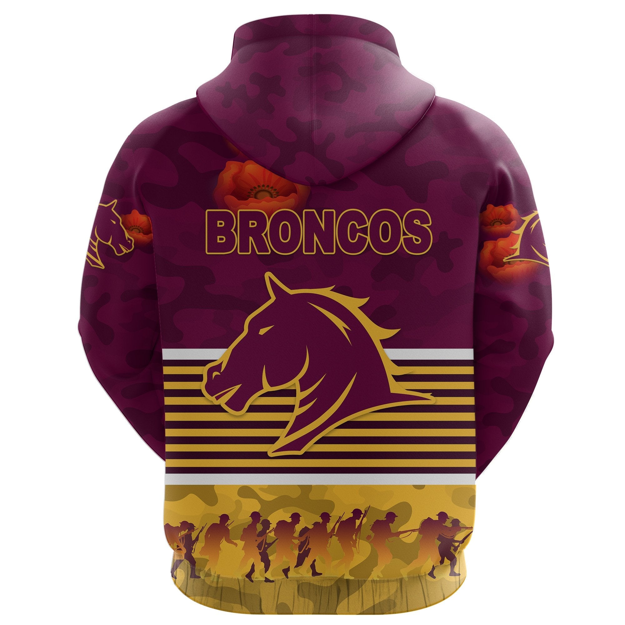 custom-personalised-brisbane-broncos-hoodie-anzac-day-simple-style-maroon