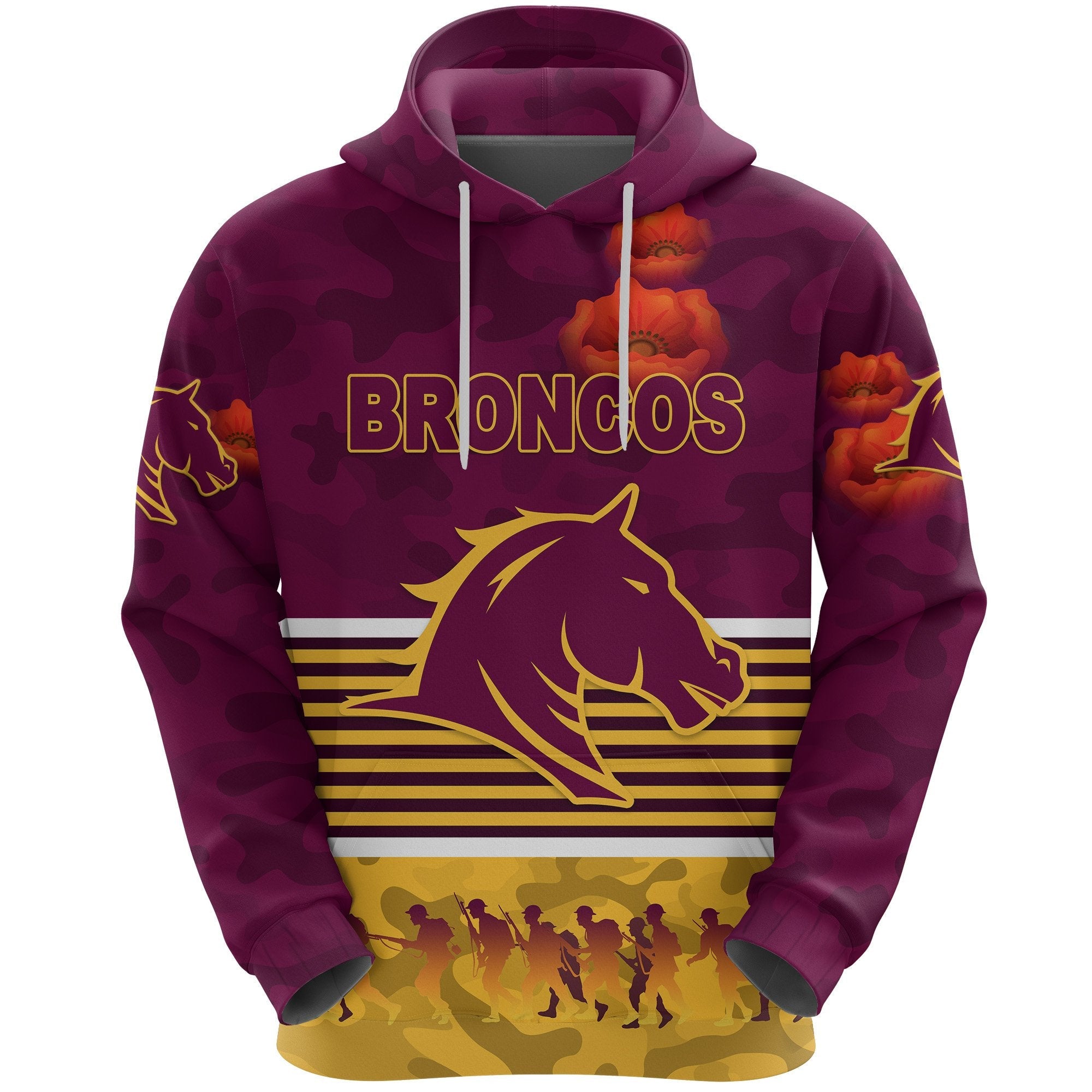 brisbane-broncos-hoodie-anzac-day-simple-style-maroon