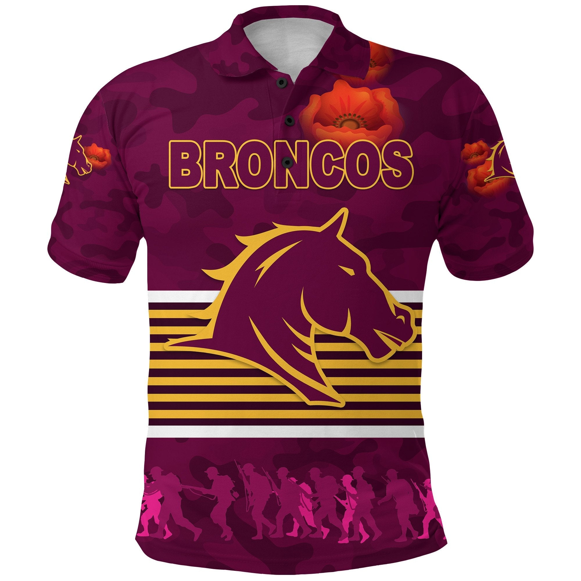 brisbane-broncos-polo-shirt-anzac-day-simple-style-full-maroon