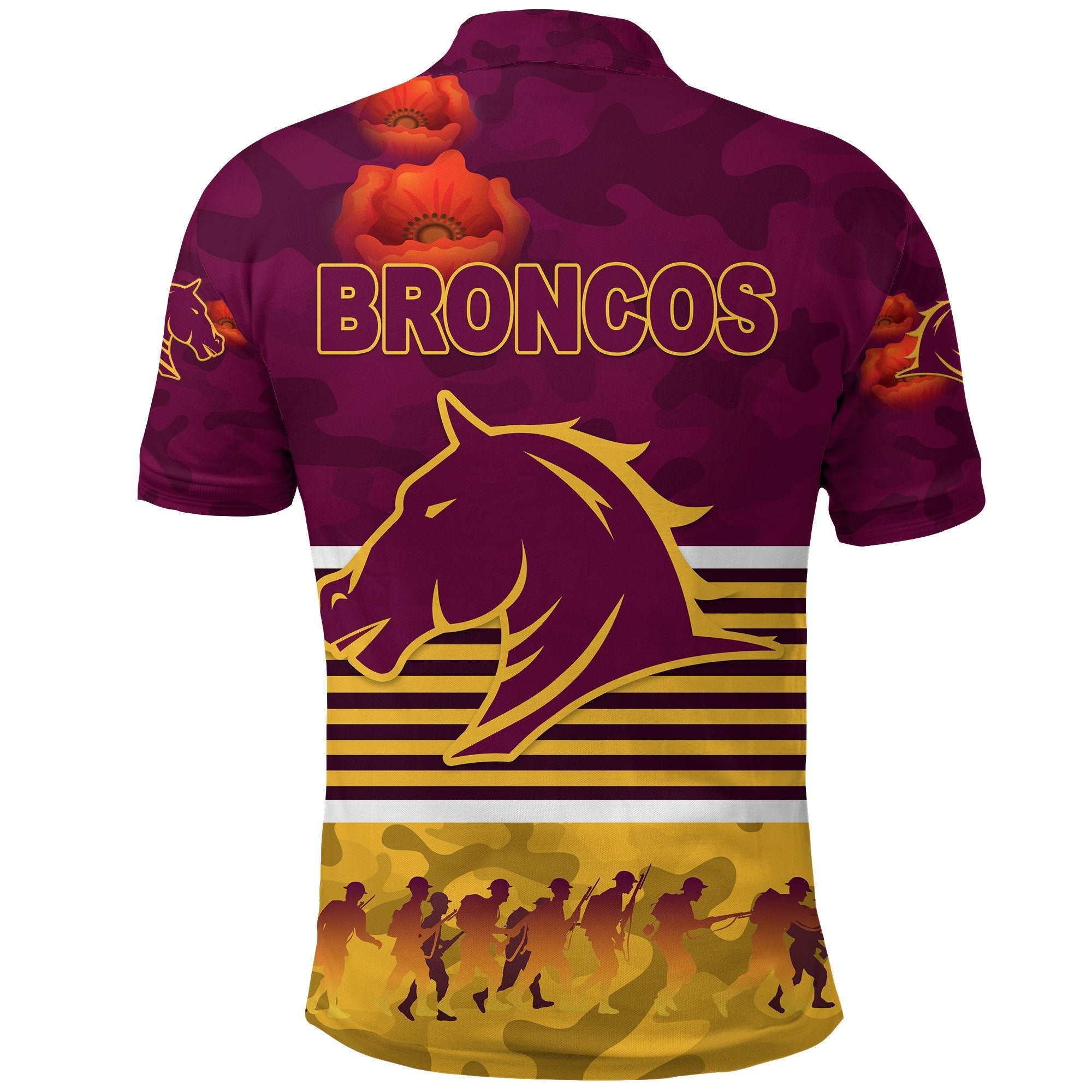 custom-personalised-brisbane-broncos-polo-shirt-anzac-day-simple-style-maroon