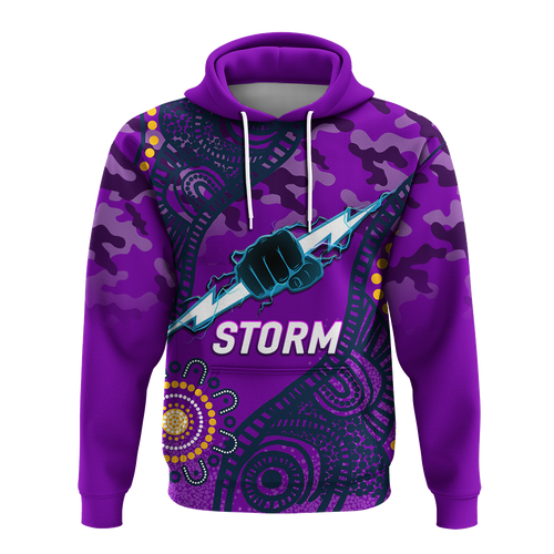 (Custom Personalised) Storm Rugby ANZAC Day Camouflage Indigenous Art Hoodie - LT12