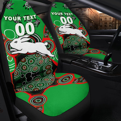 (Custom Personalised) Rabbitohs Rugby Aboriginal Art Car Seat Covers - LT12