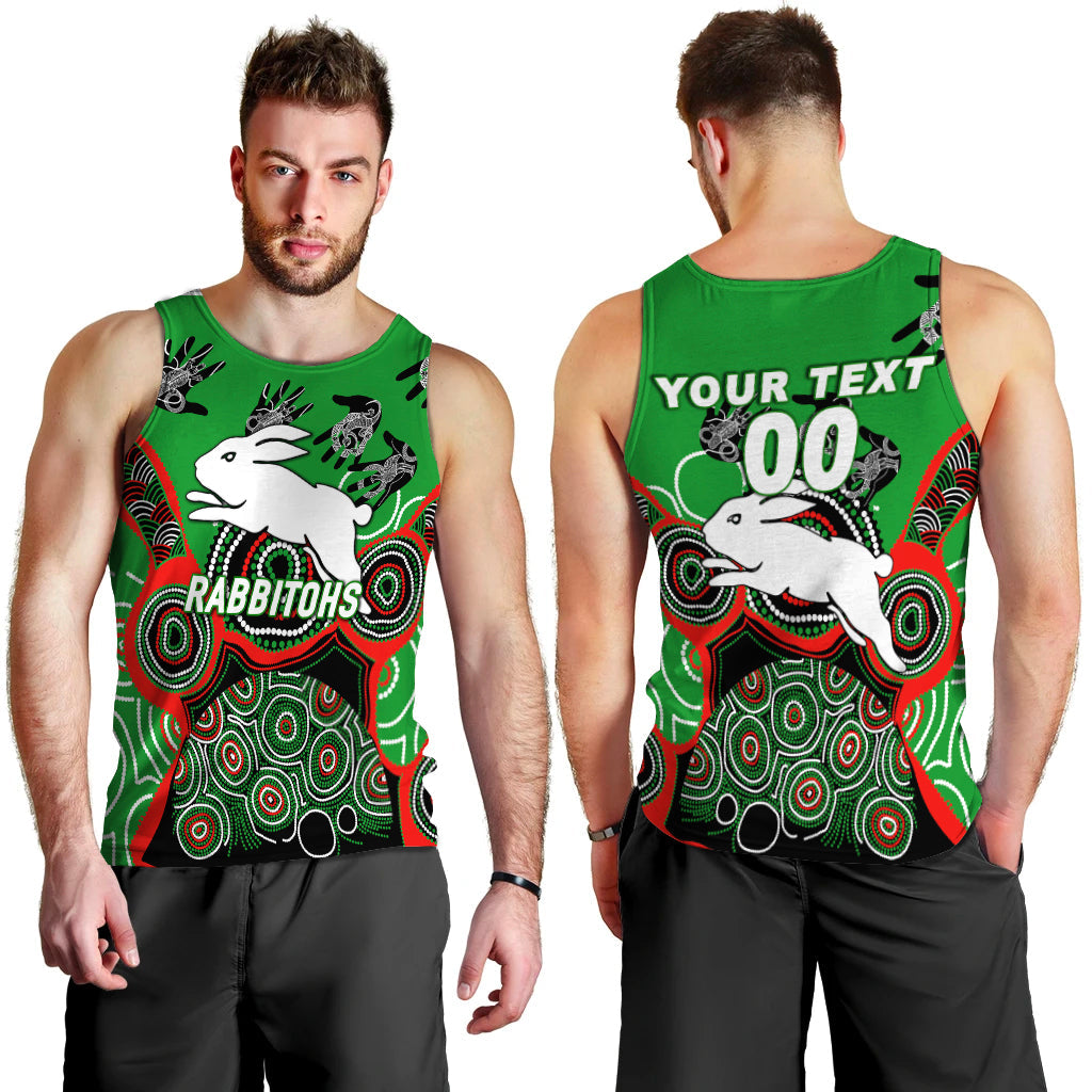 (Custom Personalised) Rabbitohs Rugby Aboriginal Art Men Tank Top - LT12