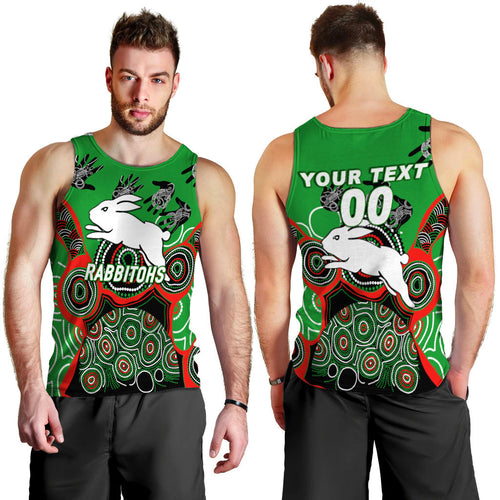 (Custom Personalised) Rabbitohs Rugby Aboriginal Art Men Tank Top - LT12