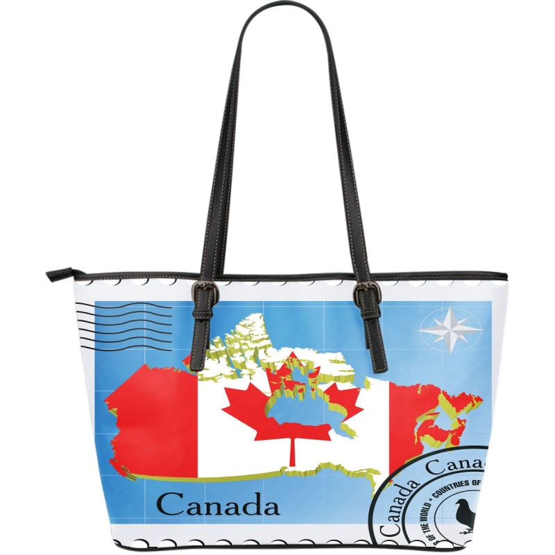 canada-stamp-large-leather-tote-bag