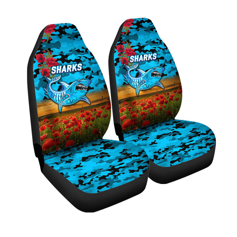 cronulla-sutherland-sharks-anzac-2022-car-seat-cover-poppy-flowers-vibes