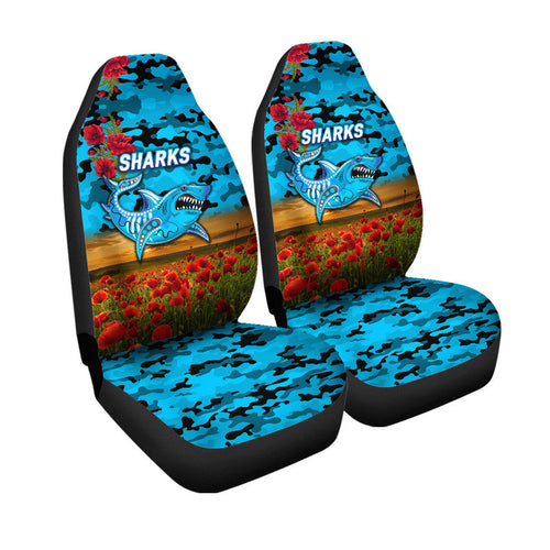 cronulla-sutherland-sharks-anzac-2022-car-seat-cover-poppy-flowers-vibes
