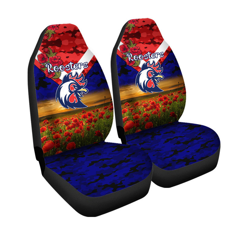 sydney-roosters-anzac-2022-car-seat-cover-poppy-flowers-vibes-blue