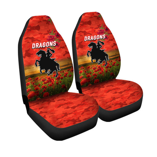 st-george-illawarra-dragons-anzac-2022-car-seat-cover-poppy-flowers-vibes-red