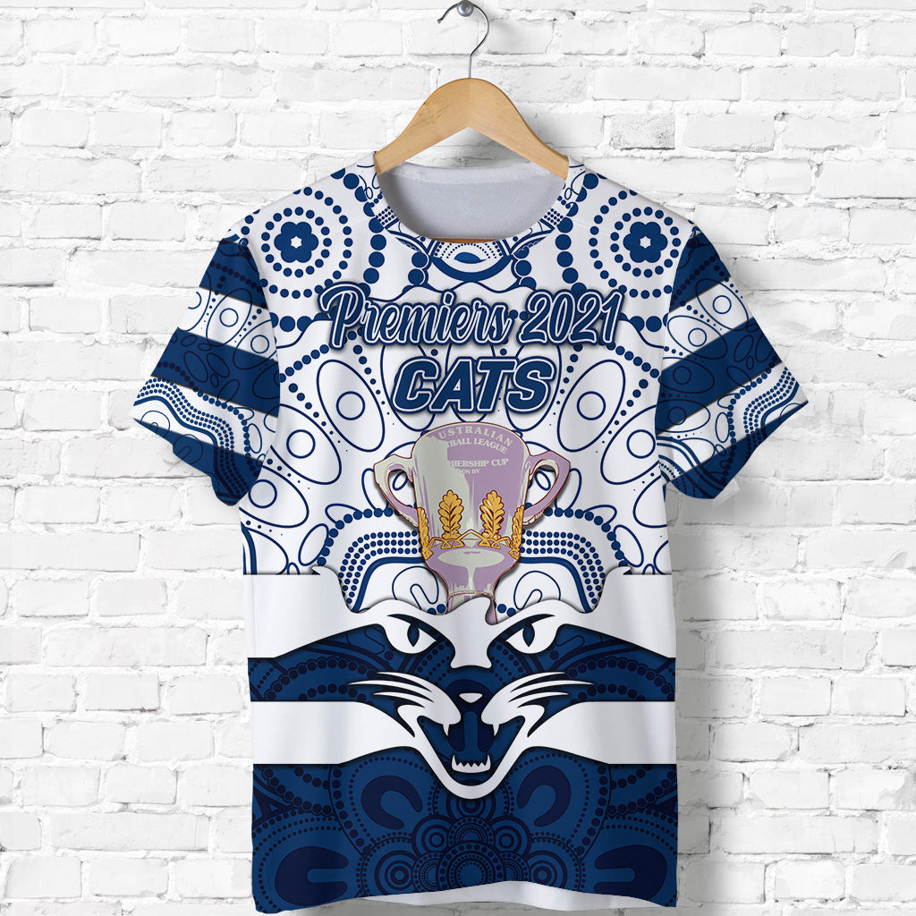custom-personalised-geelong-cats-indigenous-t-shirt-football-2021-premiers-trophy-custom-text-and-number