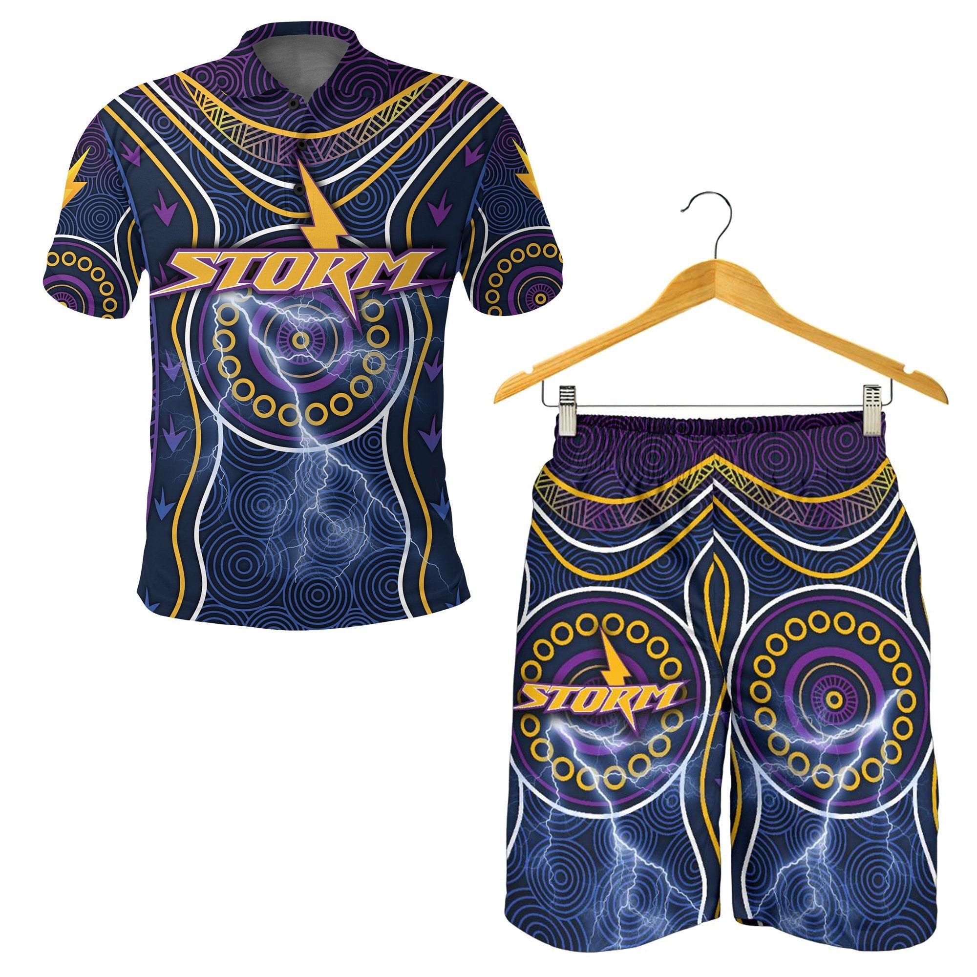 combo-polo-shirt-and-men-short-lightning-storm-indigenous