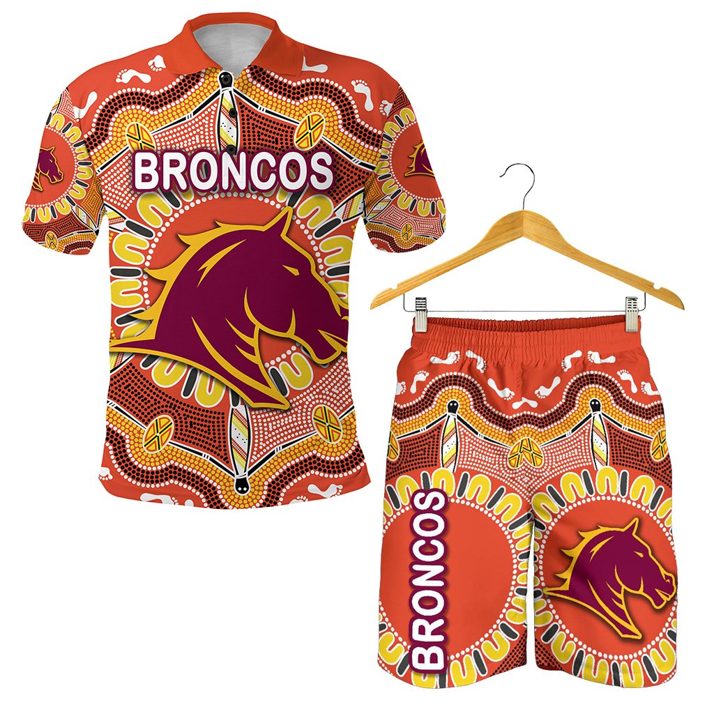 combo-polo-shirt-and-men-short-brisbane-broncos-indigenous-warm-vibes