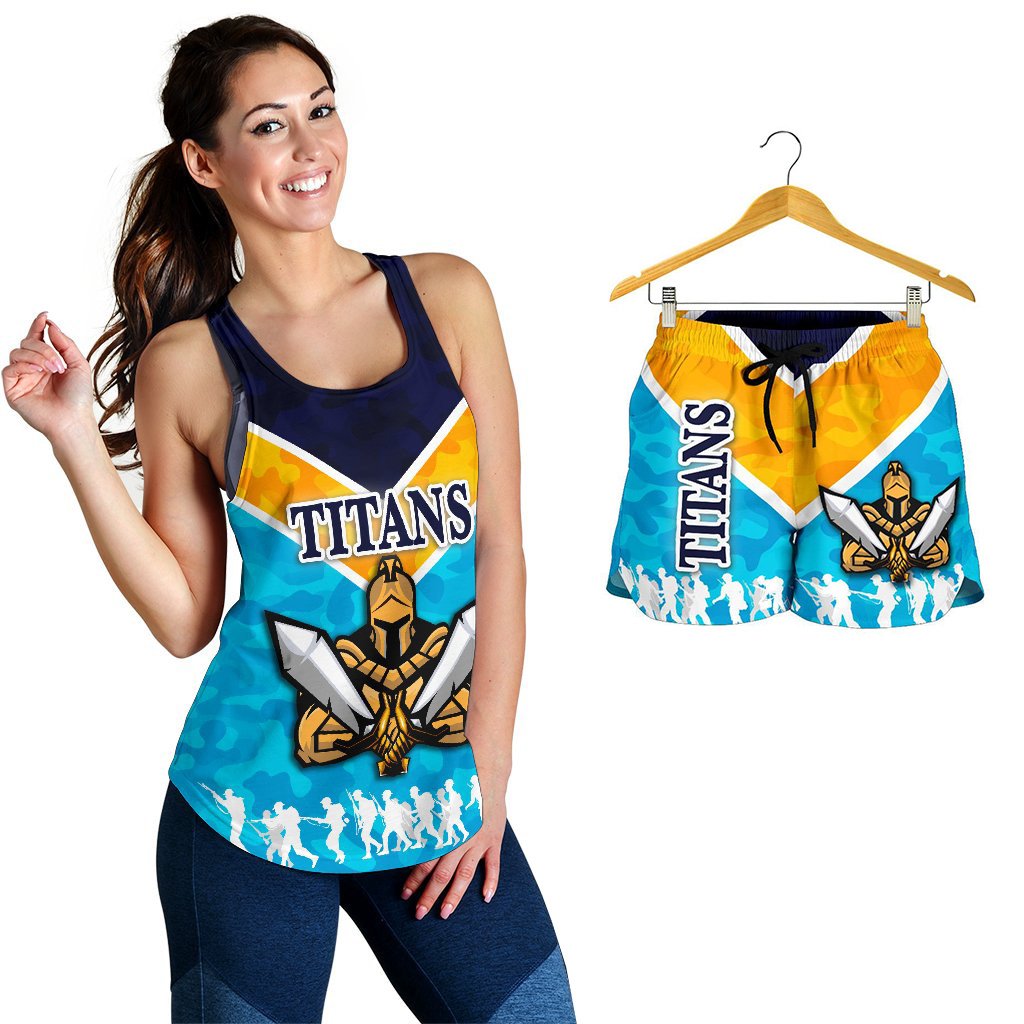 combo-racerback-tank-and-women-short-gold-coast-titans-gladiator-anzac-vibes