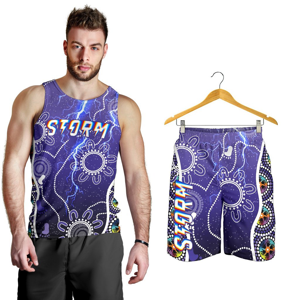 combo-men-tank-top-and-men-short-melbourne-storm-unique-indigenous