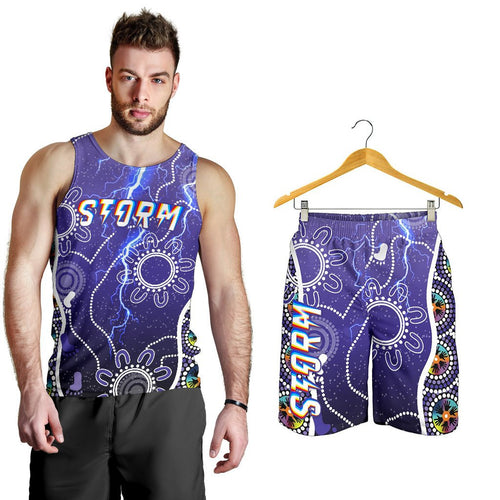 combo-men-tank-top-and-men-short-melbourne-storm-unique-indigenous