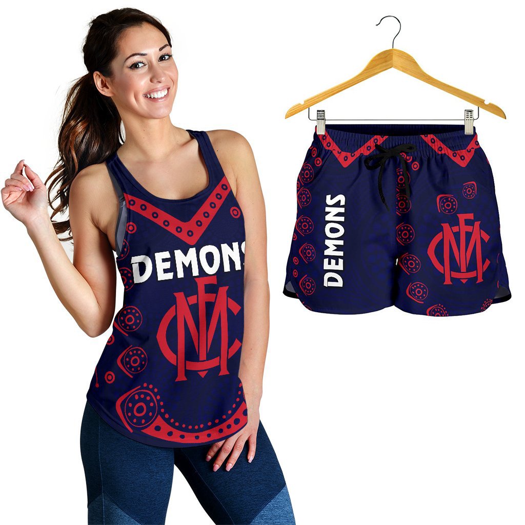 combo-racerback-tank-and-women-short-melbourne-demons-indigenous-football