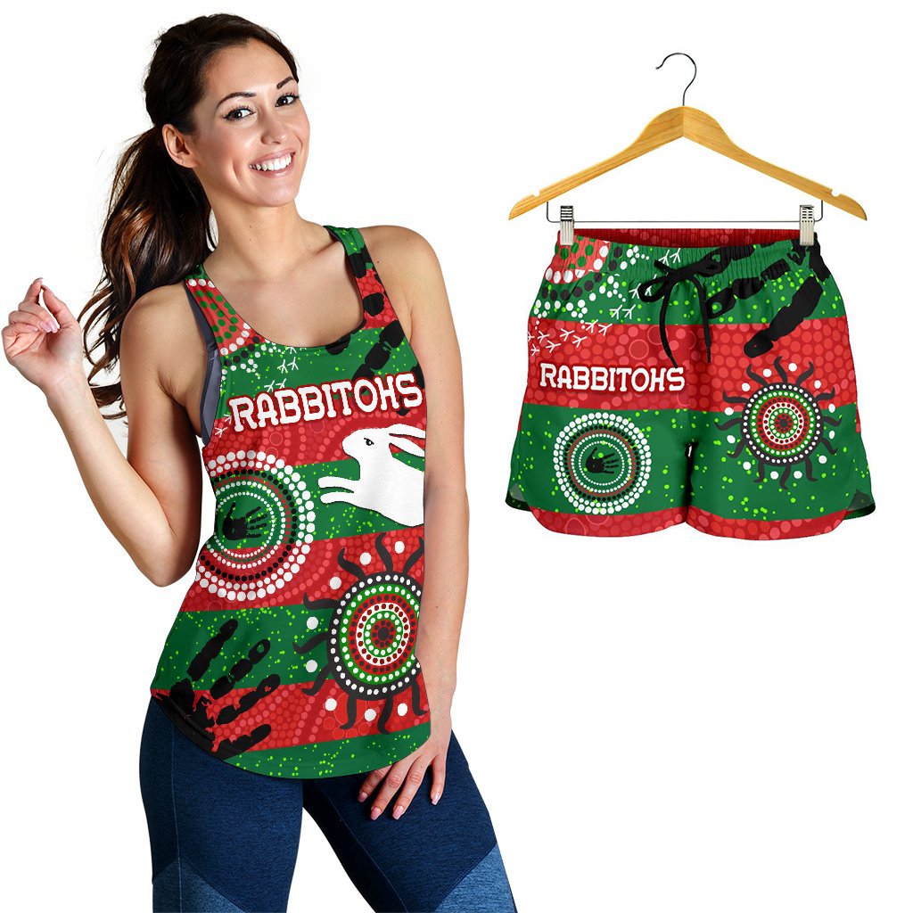 combo-racerback-tank-and-women-short-south-sydney-rabbitohs-indigenous-country-style-no-1
