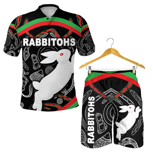 combo-polo-shirt-and-men-short-rabbitohs-indigenous-mystery-vibes