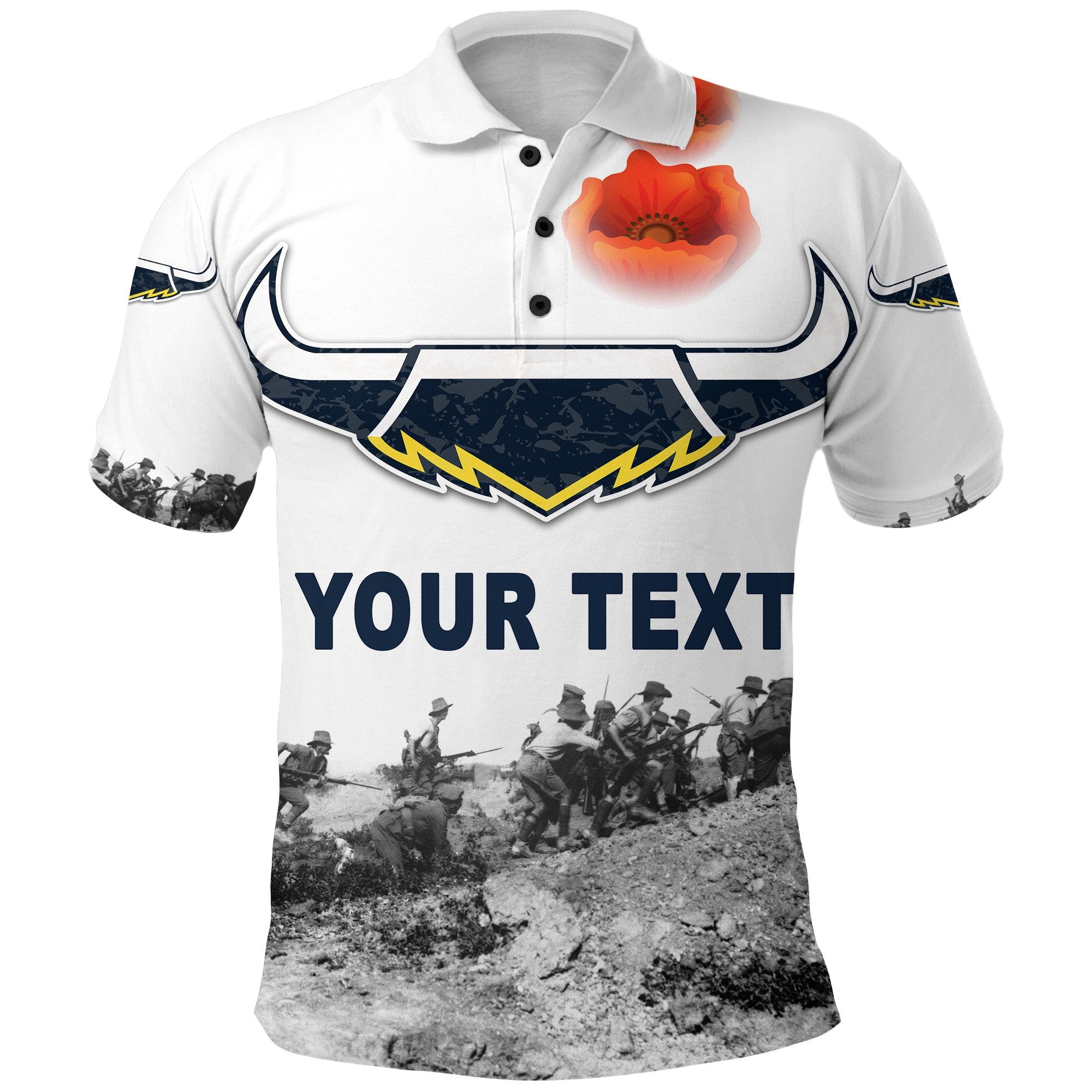 custom-personalised-north-queensland-cowboys-polo-shirt-anzac-day-simple-style