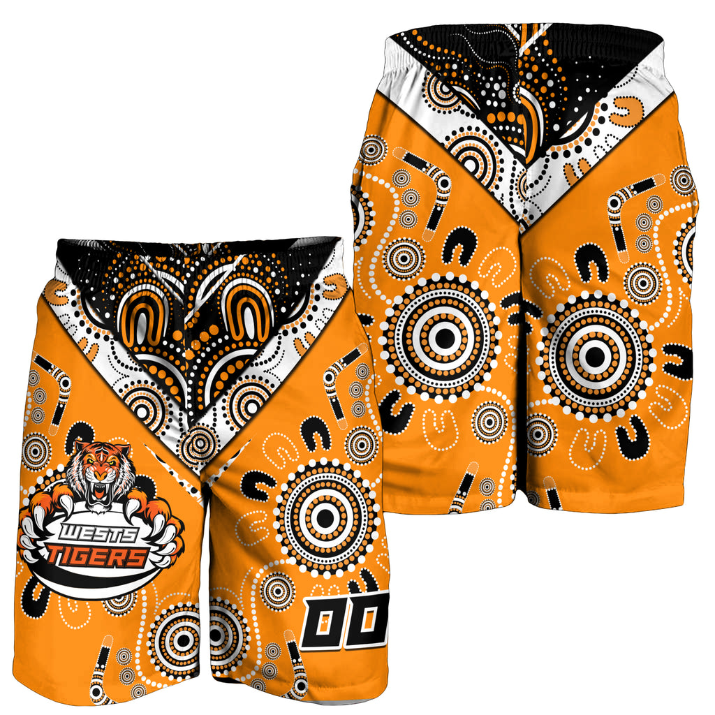 (Custom Peronalised) Wests Tiger Rugby Aboriginal Pattern Men Short - LT2