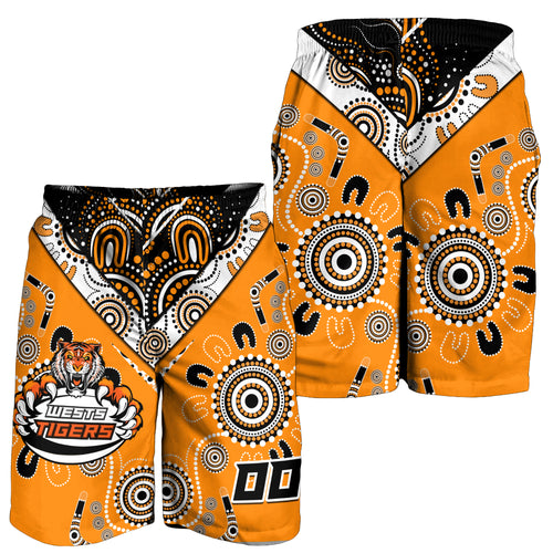 (Custom Peronalised) Wests Tiger Rugby Aboriginal Pattern Men Short - LT2