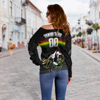 (Custom Personalised) Black Panthers Rugby League Aboriginal Women Off Shoulder Sweater - LT2