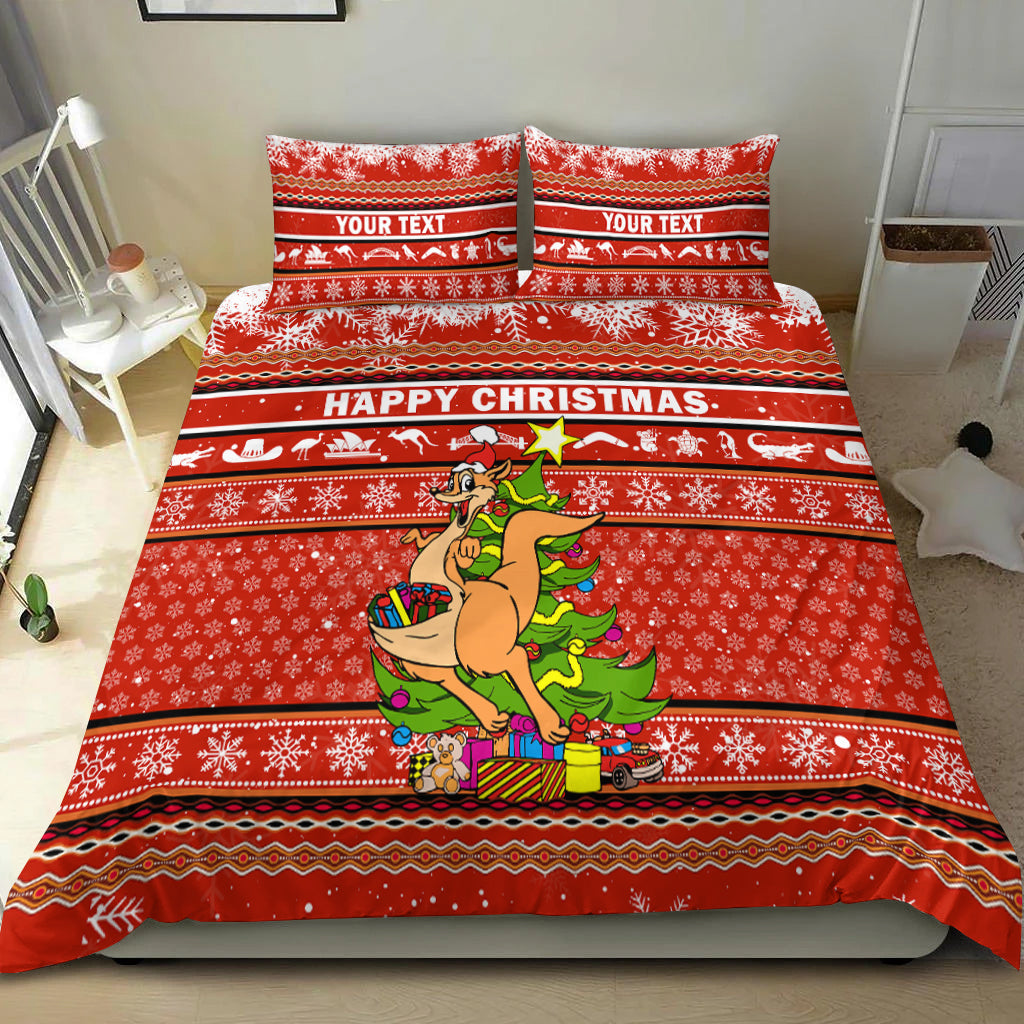 (Custom Personalised) Australia Christmas Kangaroo Aboriginal Pattern Bedding Set - LT2