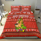 (Custom Personalised) Australia Christmas Kangaroo Aboriginal Pattern Bedding Set - LT2