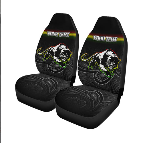 (Custom Personalised) Black Panthers Rugby League Aboriginal Car Seat Covers - LT2